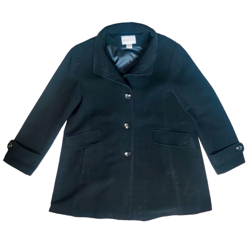 Vintage Worthington Wool Blend Black Pea Coat Size Large